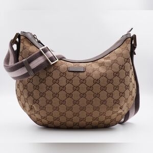 BZ08 💚 GUCCI GG Monogram HalfMoon Crossbody Bag